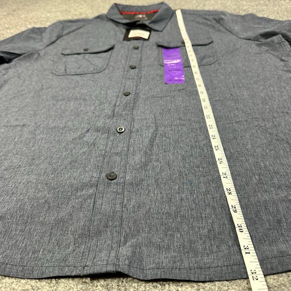 ZeroXposur Travel Series Heather Navy Short Sleeve Button Up Shirt Size XXL NWT - Picture 4 of 7